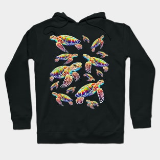 Rainbow Sea Turtles Design Hoodie